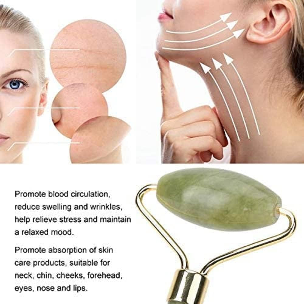 Jade Roller and Gua Sha Set - 5-in-1 Facial Massage Tools for Sculpting and Skin Care
