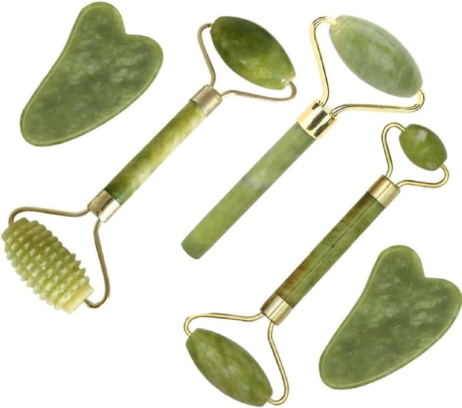 Jade Roller and Gua Sha Set - 5-in-1 Facial Massage Tools for Sculpting and Skin Care